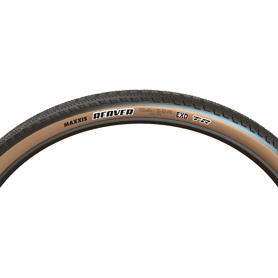 Maxxis, Reaver, Gravel Tire, 700x40C, Folding, Tubeless Ready, Dual, EXO, 120TPI, Black