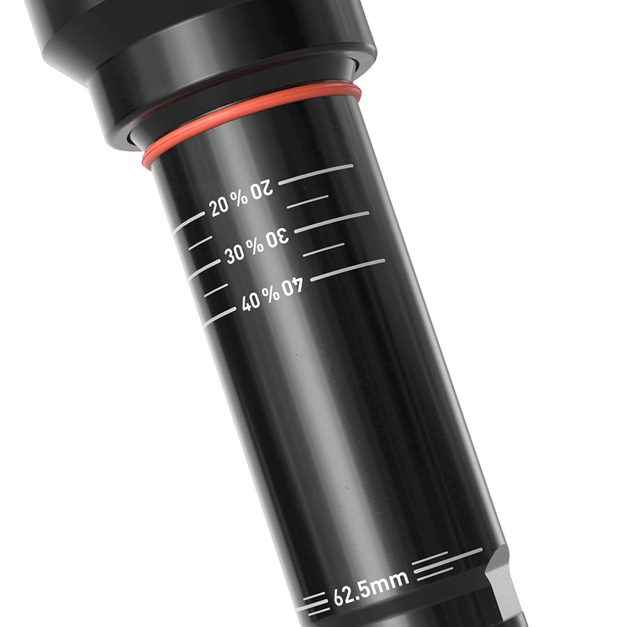 RockShox, Super Deluxe Thru Shaft RCT, Rear shock, 230x62.5, Shaft Eyelet: Trunnion, Body Eyelet: Yoke, 0Neg, Progressive,0Pos, MReb/MComp, 380Lockout, 2021+ Trek Slash