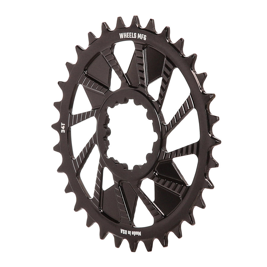 Wheels Manufacturing, 3-Bolt Hyperglide+, Chainring, Teeth: 30, Speed: 12, BCD: Direct Mount SRAM 3 Bolt, Aluminum, Black