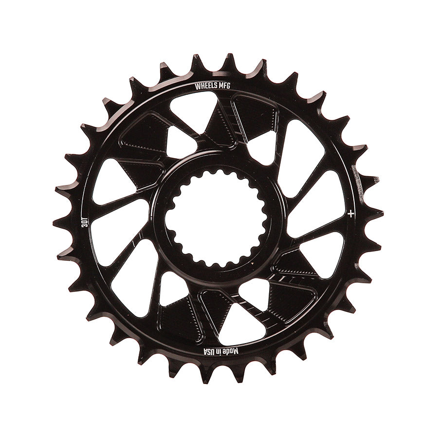 Wheels Manufacturing, Shimano DM T-Type Outboard, Chainring, Teeth: 28, Speed: 12, BCD: Direct Mount Shimano, Single, 7075 Aluminum, Black