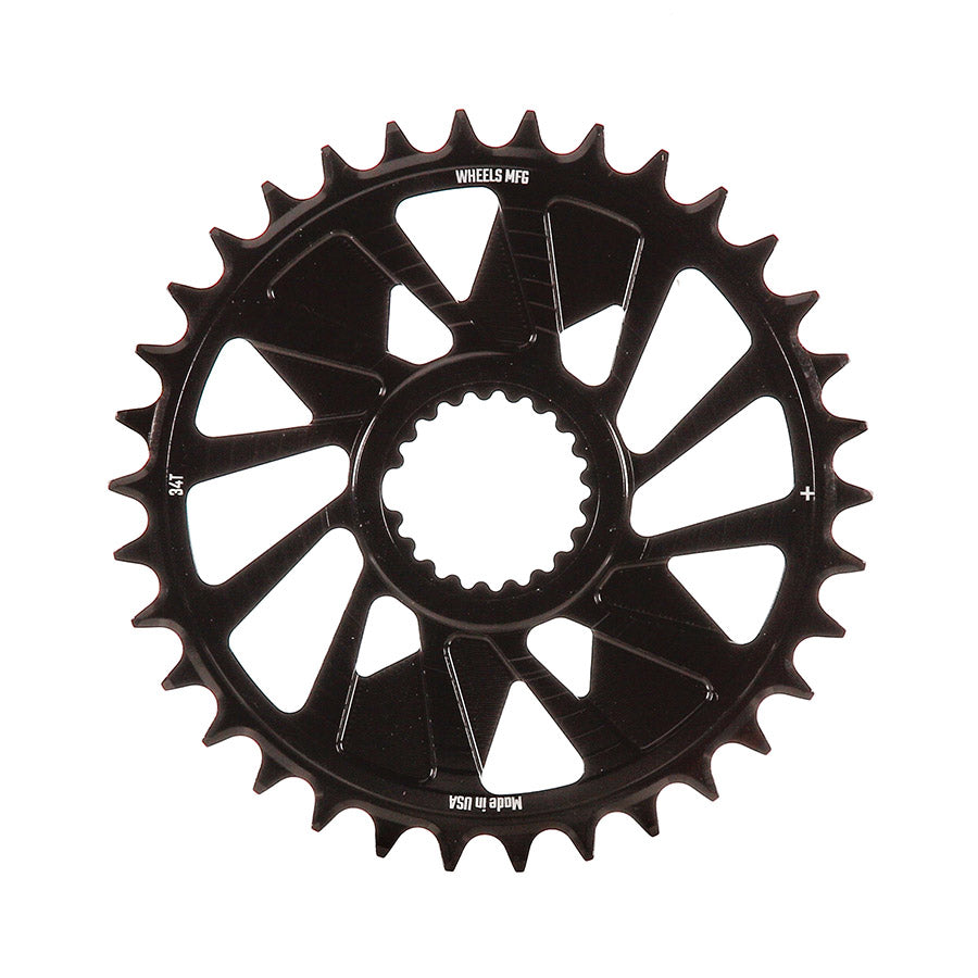 Wheels Manufacturing, Shimano DM T-Type Outboard, Chainring, Teeth: 28, Speed: 12, BCD: Direct Mount Shimano, Single, 7075 Aluminum, Black