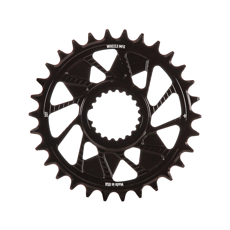 Wheels Manufacturing, Shimano DM T-Type Outboard, Chainring, Teeth: 28, Speed: 12, BCD: Direct Mount Shimano, Single, 7075 Aluminum, Black