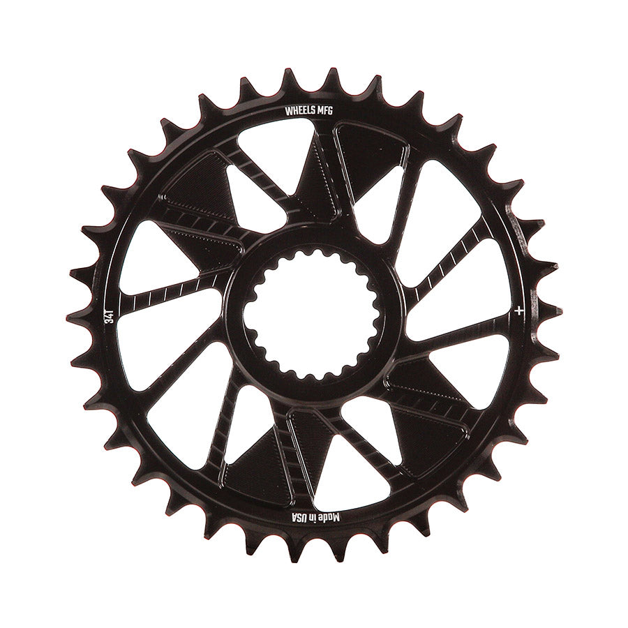 Wheels Manufacturing, Shimano DM T-Type Outboard, Chainring, Teeth: 28, Speed: 12, BCD: Direct Mount Shimano, Single, 7075 Aluminum, Black