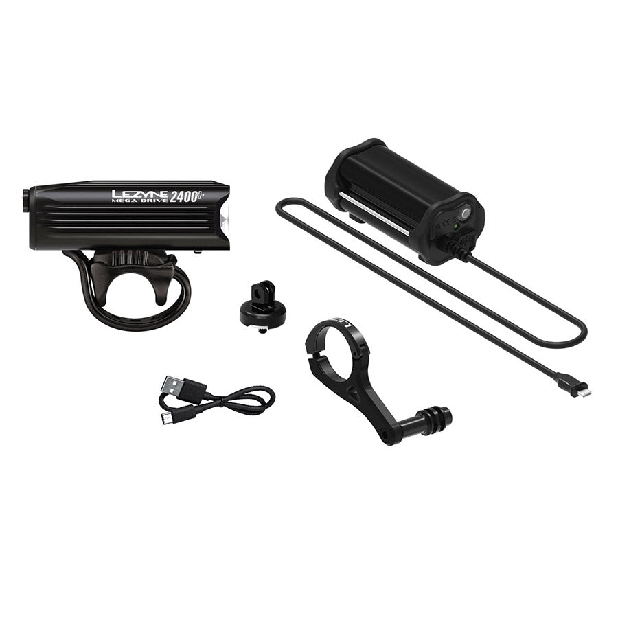 Lezyne, Mega Drive 2400+ Loaded, Light, Front, Black