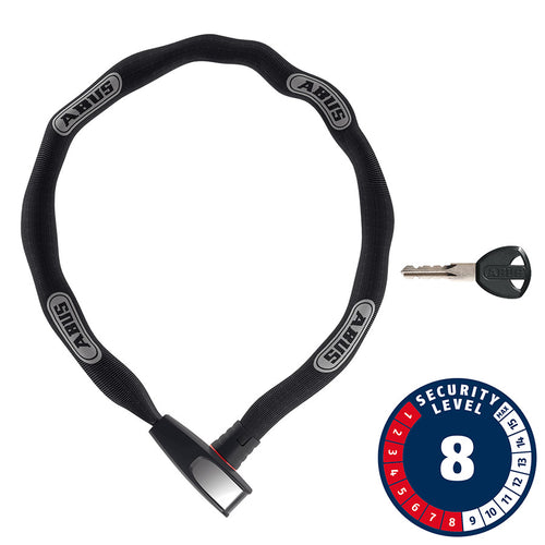 Abus, 8807K Steel-O-Chain, Chain Lock, Key, 7mm, 110cm, 3.6', Black